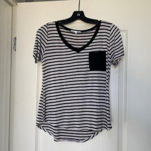 Cream & Black Striped T-Shirt